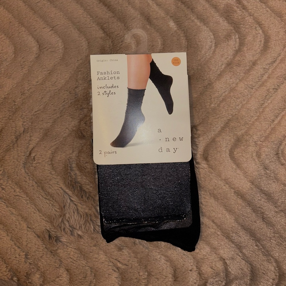 Women’s Black Sheer Anklet Socks  - 2 Styles